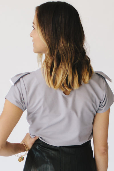 andmary ♡ Lauren frill tops gray Andmary Lauren frill top (gray)