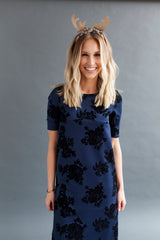 Shift Nursing Dress - Tall - Navy Floral
