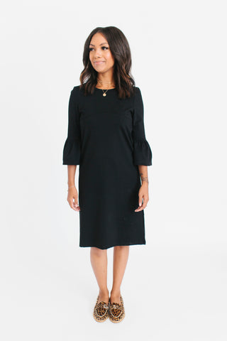 Black - Bell Sleeve Nursing Dress