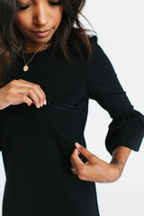 Black - Bell Sleeve Nursing Dress