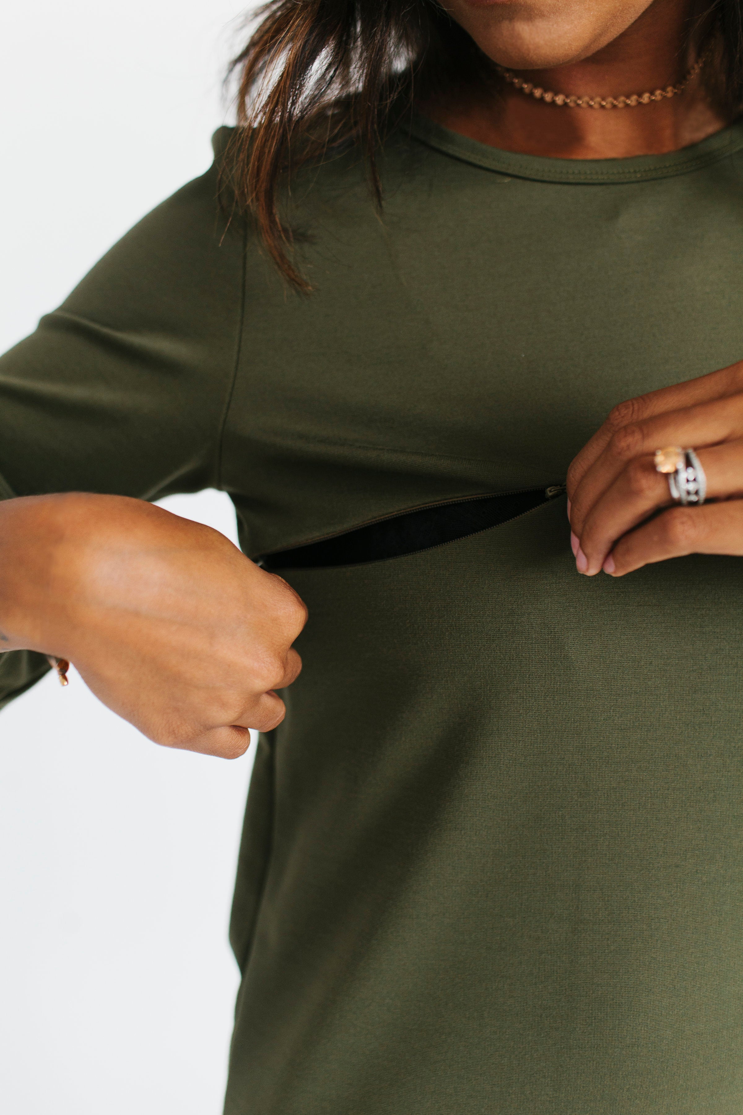 Olive - Bell Sleeve Nursing Dress