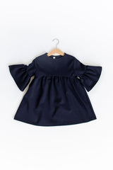 MINI - Navy - Ruffle Bell Dress