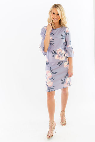 Navy - Bell Sleeve Nursing Dress