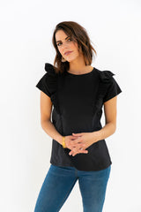 The Ruffle Top - Charcoal