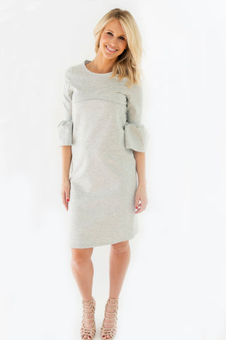 Cream - Bell Sleeve Nursing Dress