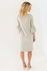 Grey - Bell Sleeve Nursing Dress