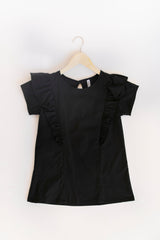 The Ruffle Top - Charcoal