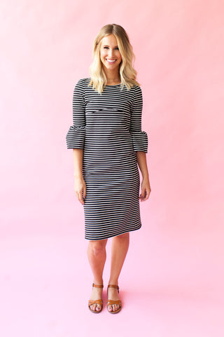 Grey - Bell Sleeve Nursing Dress