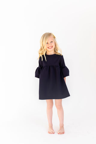 Navy Stripe - Bell Sleeve Nursing Dress