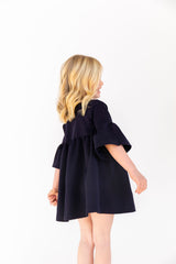 MINI - Navy - Ruffle Bell Dress