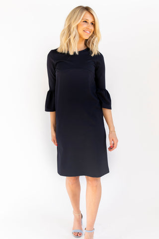 CW Windowpane - Bell Sleeve Nursing Dress