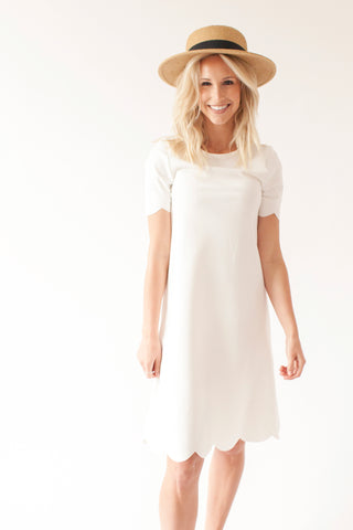 SECOND - Ivory -Scalloped Nursing Dress