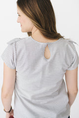 The Ruffle Top - Black + White Grid