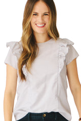 The Ruffle Top - Black + White Grid